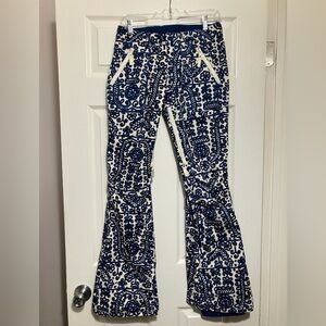 Burton Vida blue white rustic print snowboard ski pants  XS
